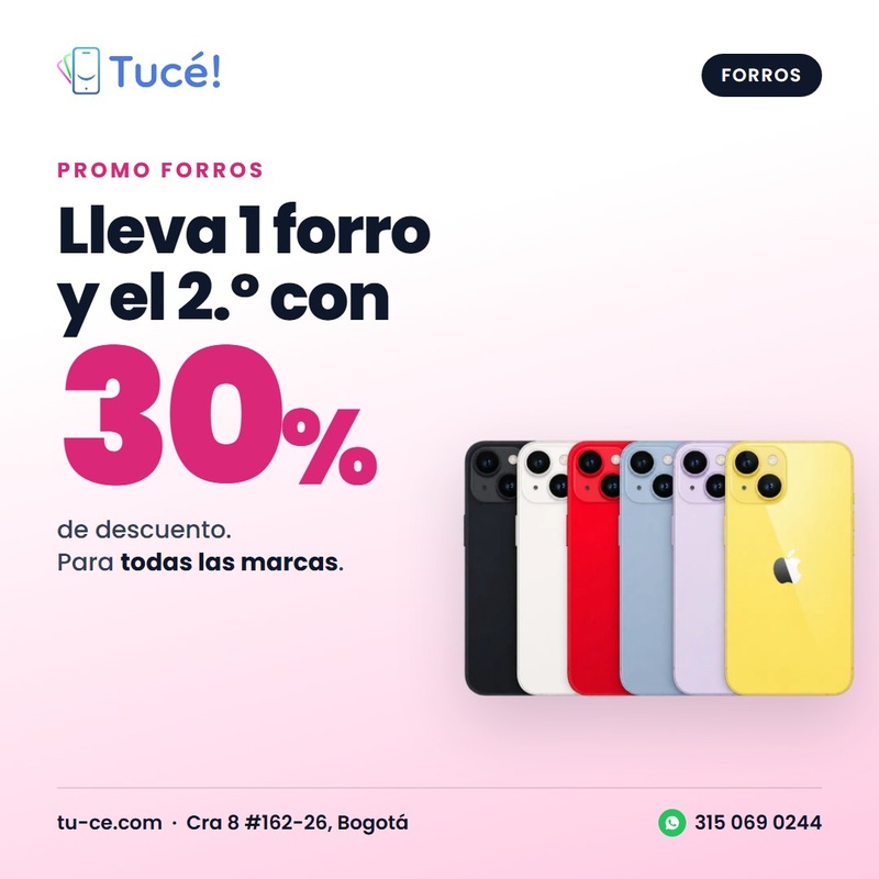 Lleva 1 forro y el 2.º con 30% de descuento