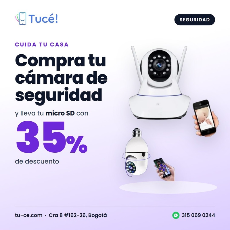 Cámara de seguridad + micro SD con 35% de descuento